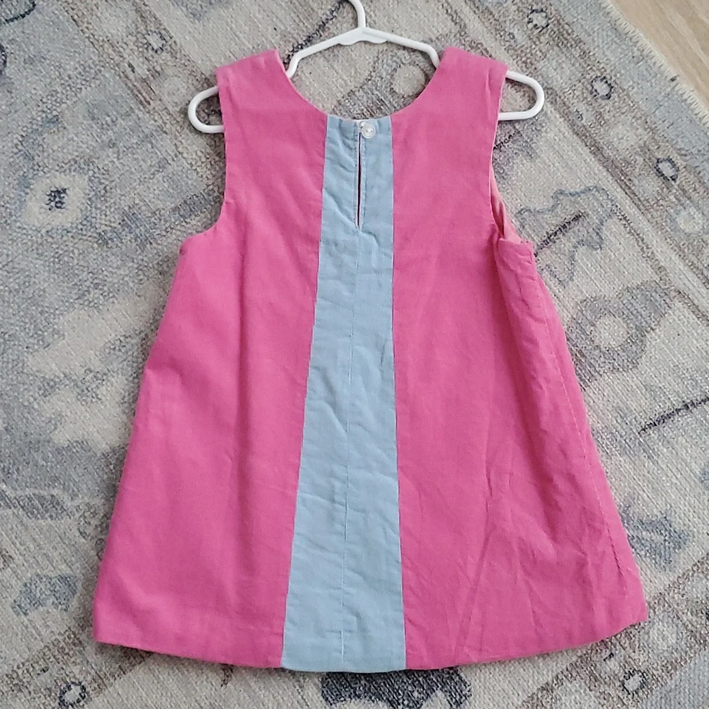 The Beaufort Bonnet Company Girls Pink And Blue Corduroy Jumper Dress Sz3T